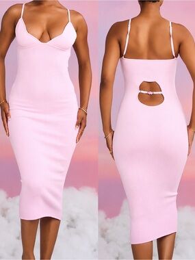 Voight Heaven Bodycon Pink Midi Dress